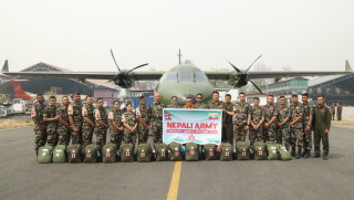 म्यानमारका भूकम्पपीडितलाई  मेडिकल राहतसहित नेपाली सेनाको टोली  प्रस्थान