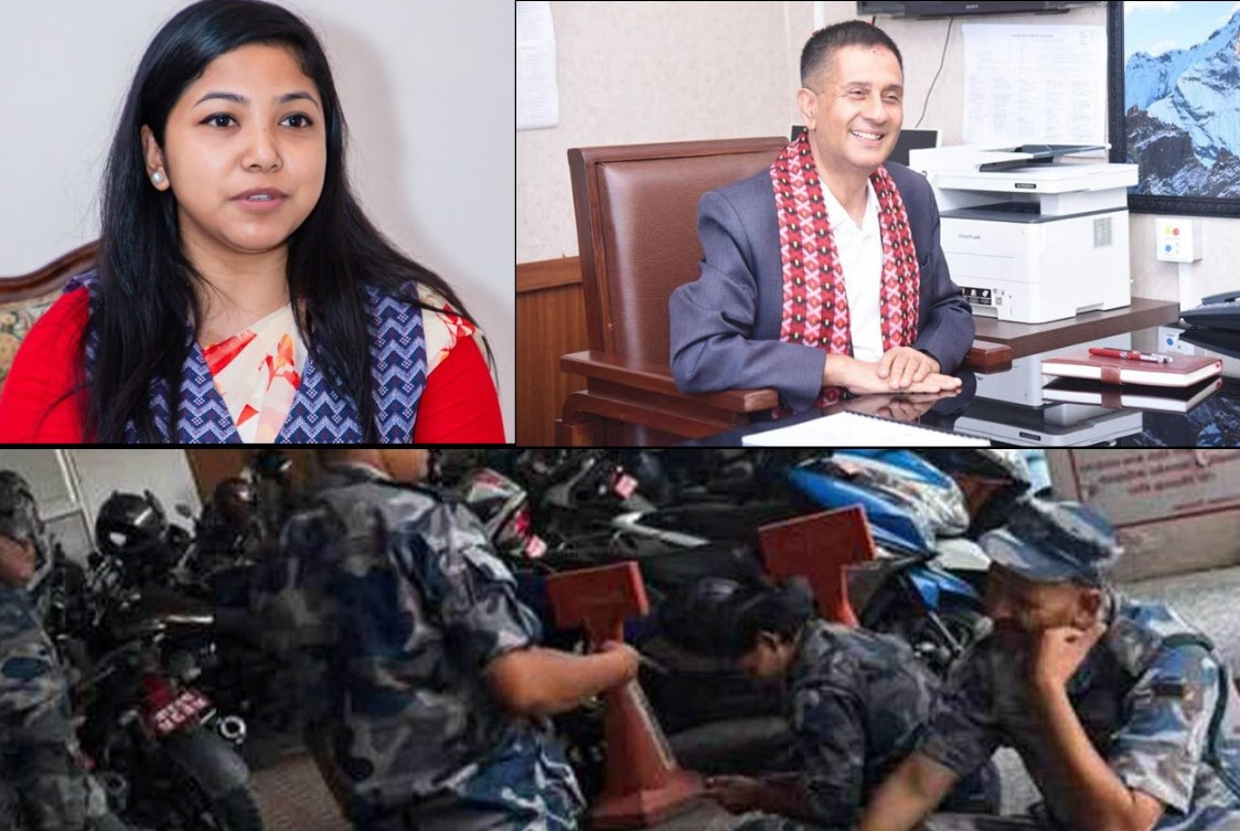 काठमाडौं महानगरका जनप्रतिनिधिमाथि कालोमोसो दल्ने अफवाह फैलिएपछि  खटियो सशस्त्र  प्रहरी बल