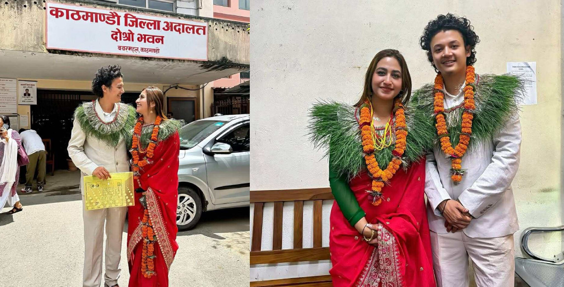 आयुष र एलिजेले गरे अदालती बिहे