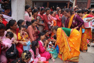 बनेपामा एक सय २३ वर्ष पूरानो ‘कन्या–पूजा’