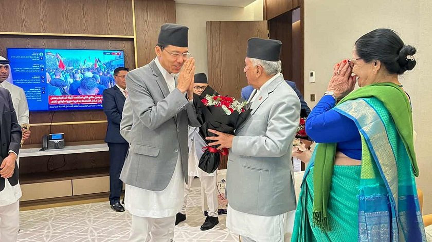 राजदूत रमेशचन्द्रले गरे राष्ट्रपतिलाई स्वागत
